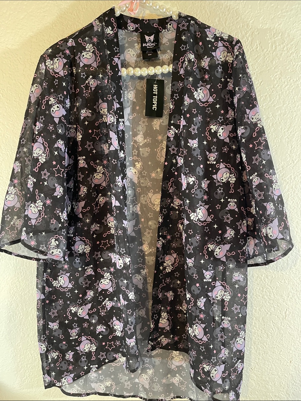 SANRIO Kuromi Stars Girls Duster lightweight Cardigan Flowy Size Small NEW